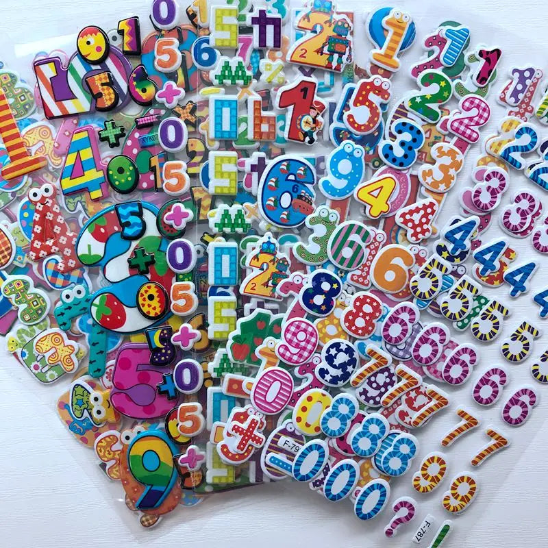10 Sheets Letters Numbers 3D Puffy Stickers English Alphabet Birthday Festival Gift for Adult Boy Girl Scrapbook Decoration