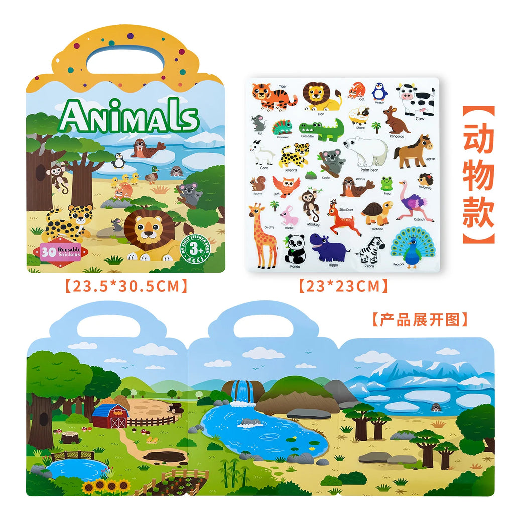 Children's Enlightenment Jelly Sticker Book Baby Hands-on DIY Jelly Sticker Puzzle Portable Puzzle Repeat Sticker Toy Magic Book