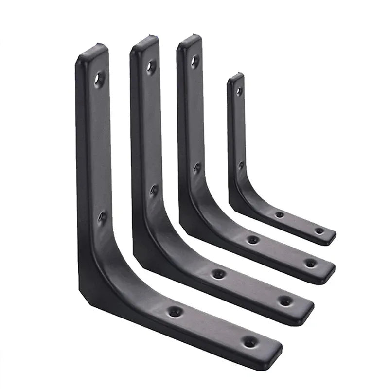 L-Shaped Floating Shelf Brackets - Heavy Duty Stainless Steel Wall Mount, Black/White Modern Industrial Supports