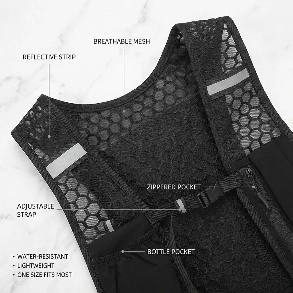 New Running Water Bottle Storage Vest Lightweight Running Vest Reflective Hydration Water Chest Pack With Phone Holder