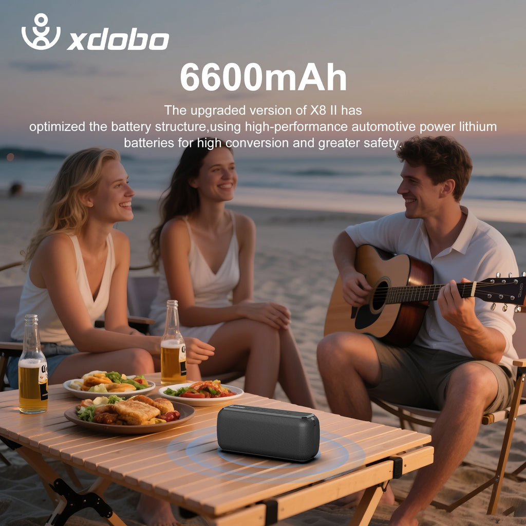 Xdobo X8 II 60W Portable Bluetooth-Compatible Speakers 6600mAh Bass Sound Box Wireless Waterproof TWS Boombox