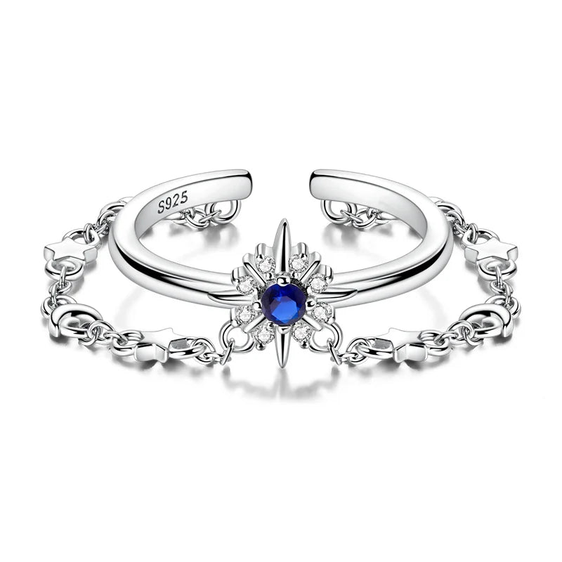 925 Silver Open Ring Sunflower Bee Star Eternal Love Jewelry Women's Wedding Gift