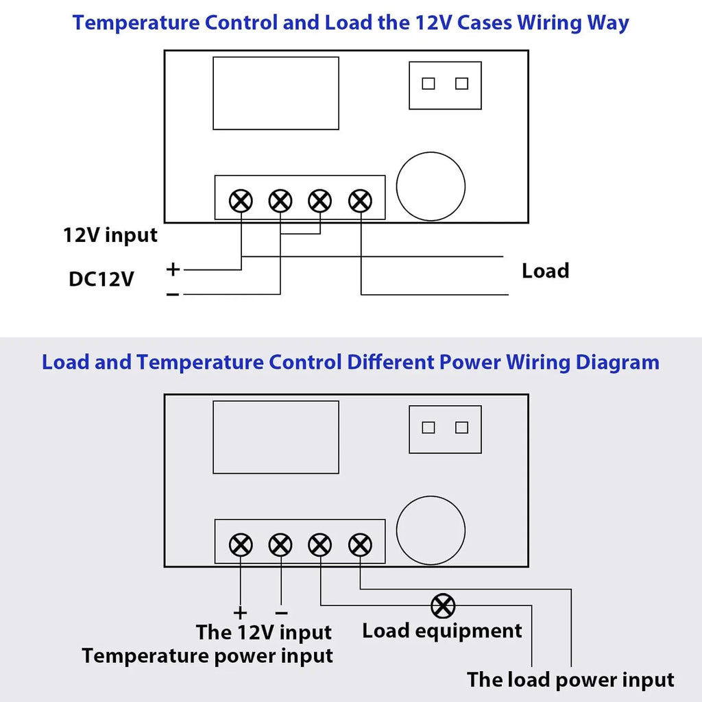2 Pcs 12V fan thermostat, temperature controller, digital display intelligence, switch, microcomputer digital thermostat, small