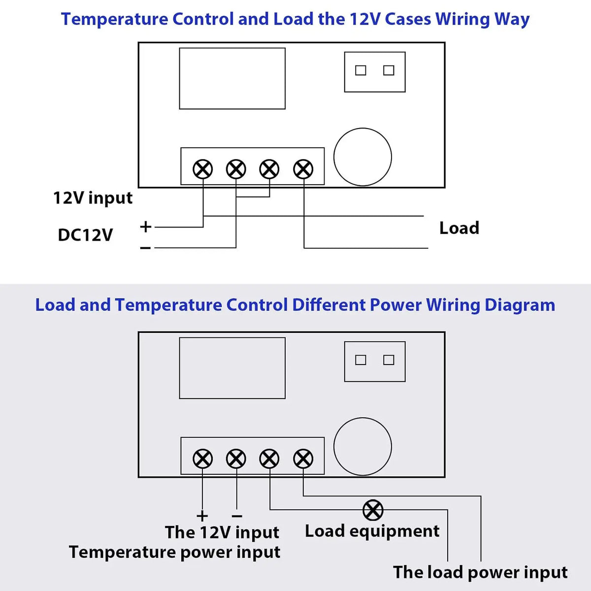 2 Pcs 12V fan thermostat, temperature controller, digital display intelligence, switch, microcomputer digital thermostat, small