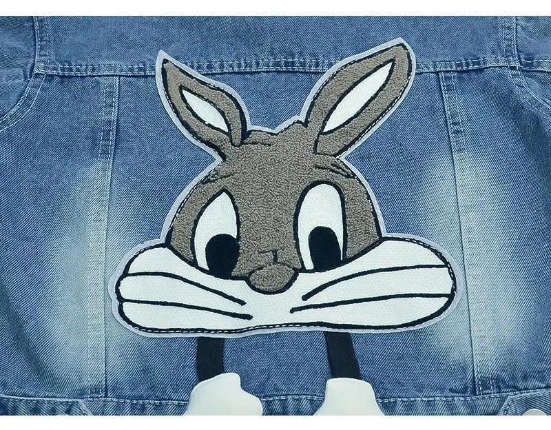 Kids Girls Denim Coat 2024 Spring and Autumn Jacket New Children's Cartoon Casual Jacket Baby Top Fashionable