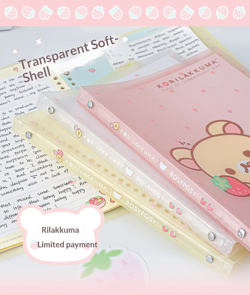 In Stocks RosyPosy Korilakkuma Loose Leaf Notebook Cute Strawberry Pattern B5 Refillable Journal For Study Office Daily Planning