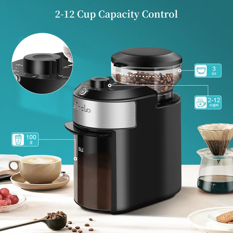 Wancle Burr Mill Coffee Grinder Electic Coffee Bean Grinder with 28 Precise Grinding Settings for Espresso Drip French Press