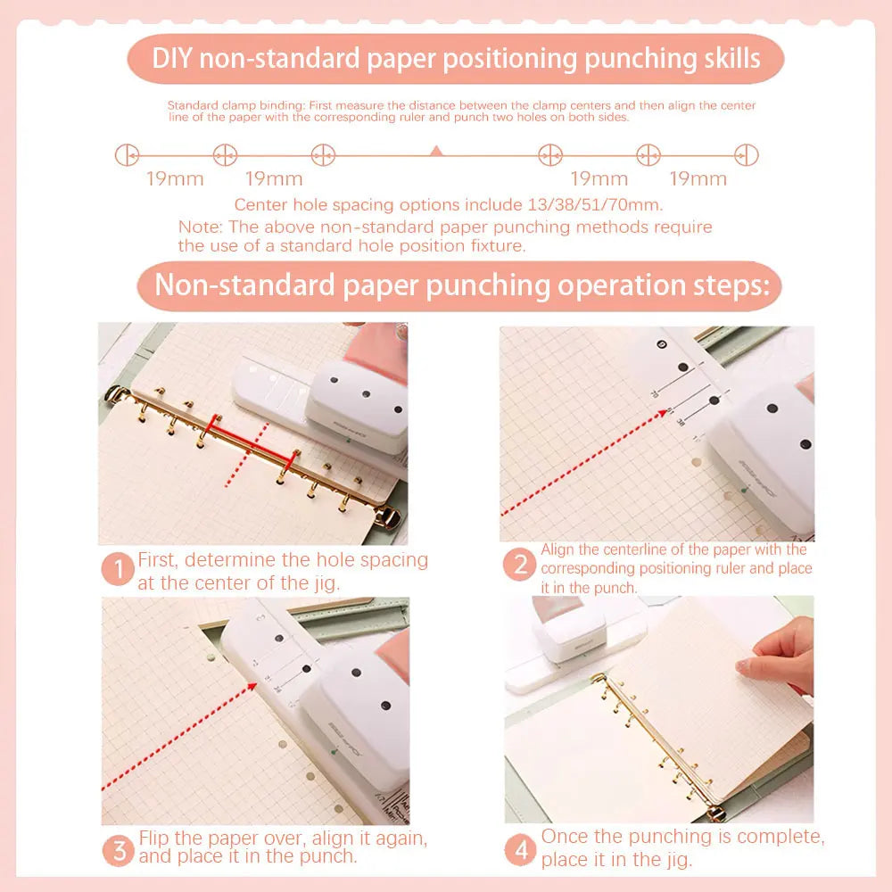 1PC 3-Hole Punch, 4mm Loose-Leaf Punch, Universal A5/A6/A7 Paper, Suitable for DIY Scrapbooks and Notebooks.