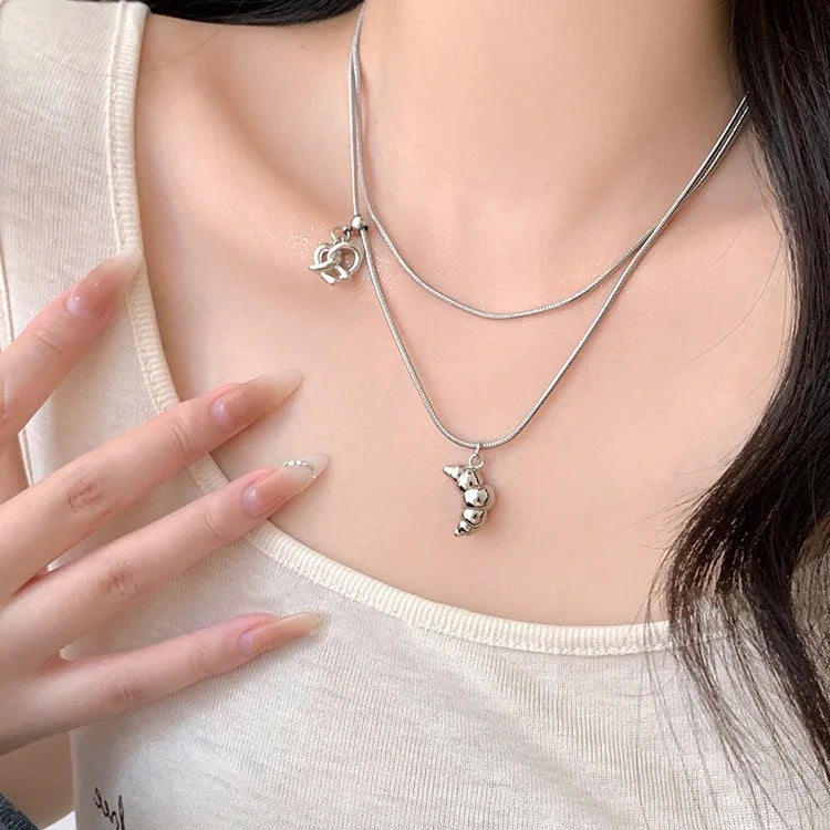 925 Silver Necklace Punk Wealth Good Wish Matte Ball Bread OT Clasp Stackable for Women Girl Jewelry Gift Dropshipping Wholesale