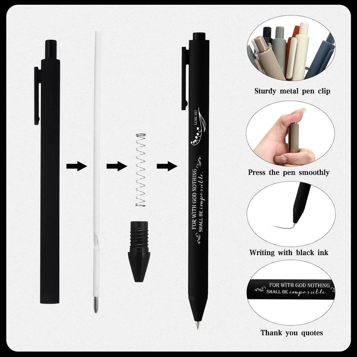 10/20/30 Pcs Set of Inspirational Christian Pens Bulk Religious Gifts: Bible Verse Ballpoint Pens Scripture Gifts