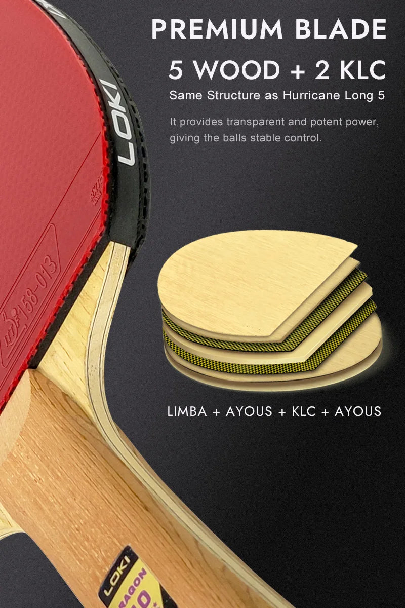 Original LOKI Table Tennis Racket Dragon Series Ping Pong Racket Paddle Bat Professional 6/7/8/9/10 Stars for All Level Players