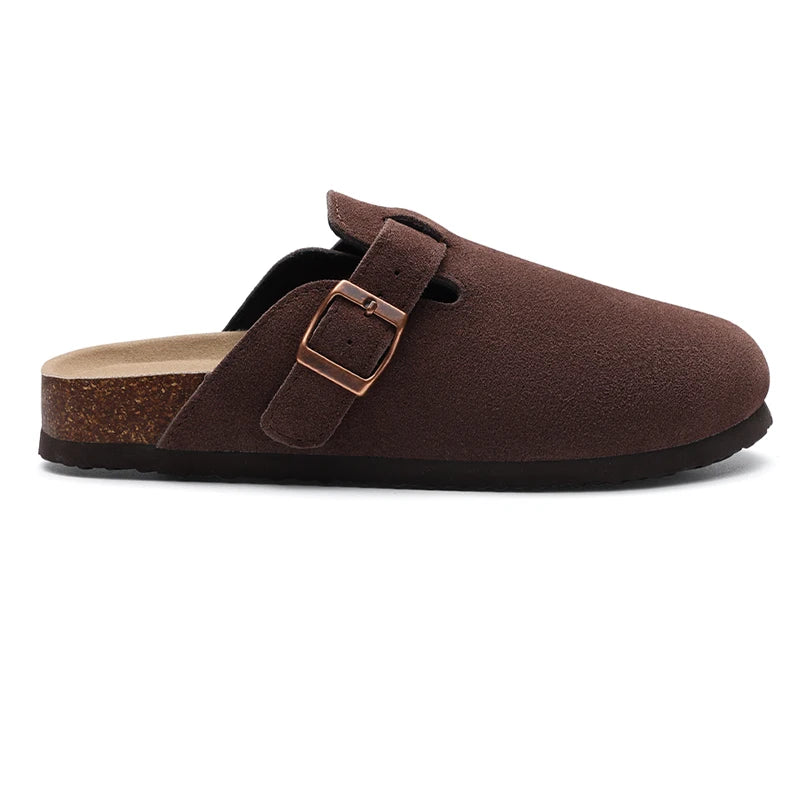Kidmi Men's Cork Footbed Slide Sandal Slip On Sandals  Women Cork Sandals Nonslip Beach Sandals Female Adjustable Buckle Slides