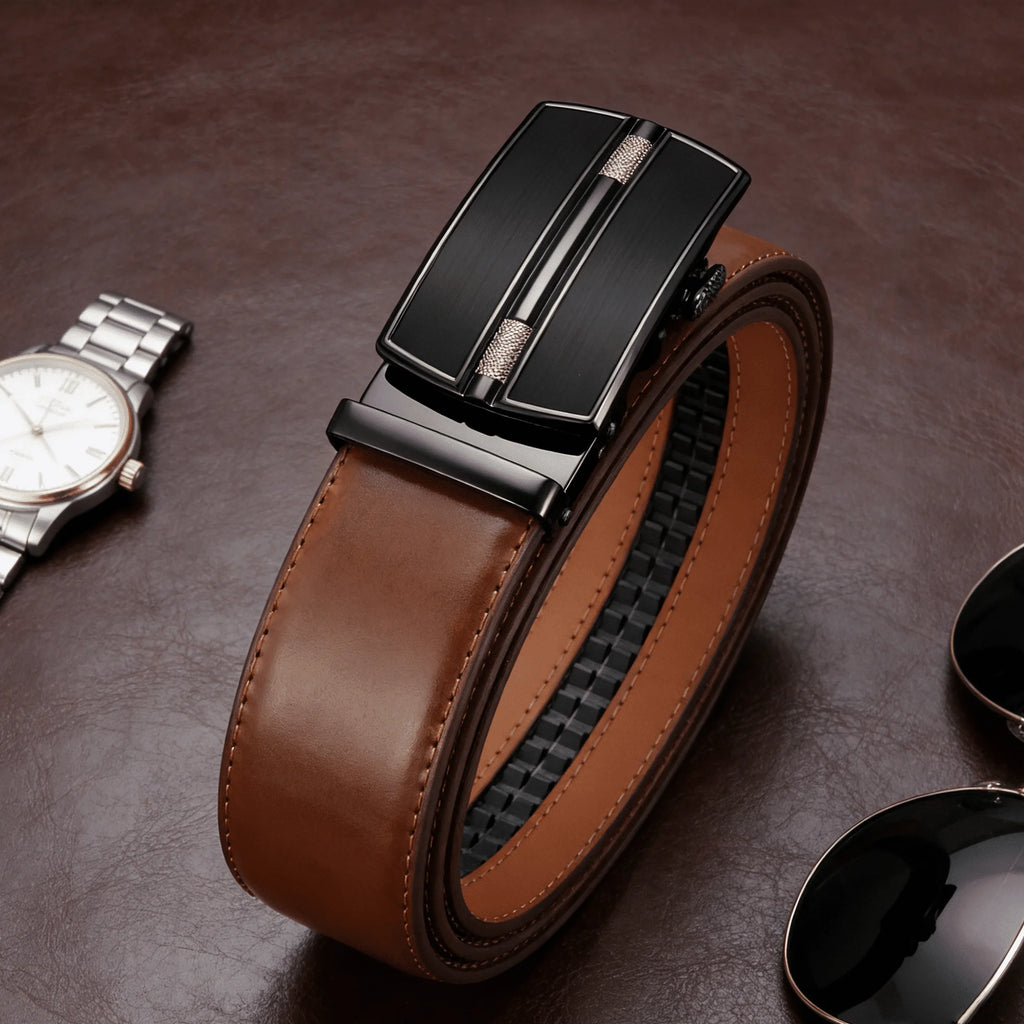 Men's Automatic Genuine Leather Luxury Belt Metal Automatic Buckle Male Waistband Designer High Quality Black Brown Waist Belts