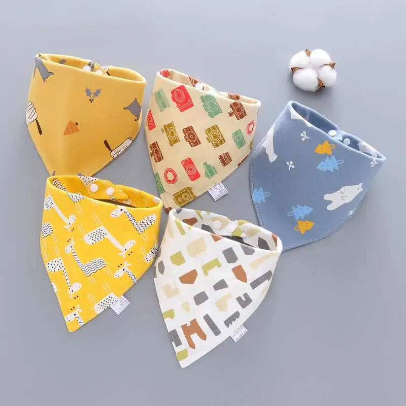 5pcs Baby Saliva Towel Triangle Scarf Pure Cotton Bandana Bibs Newborn Boys Girls Absorbent Cloth Bib Saliva Scarf