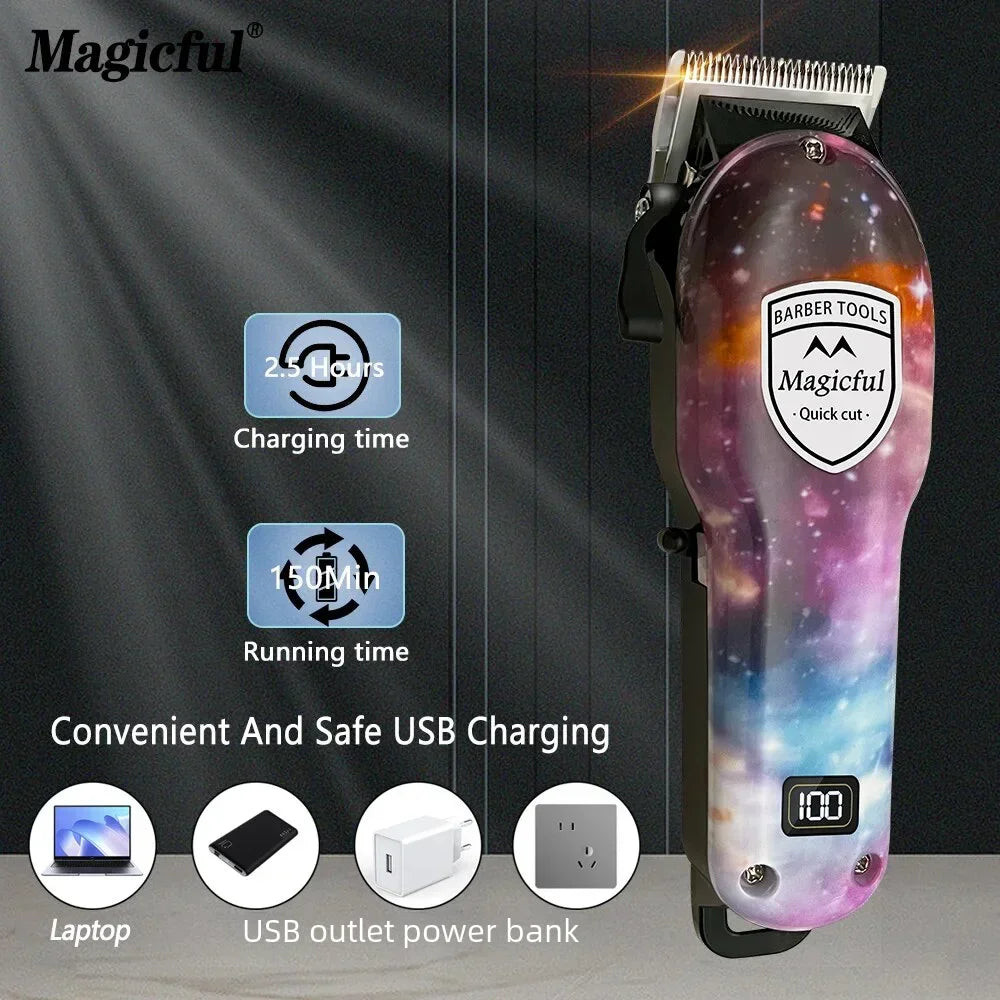 Magicful Hair Trimmer For Men Fashion Professional Hair Rechargeable Li-ion Battery Shavihaving Adjustable Electric Hair Clipper