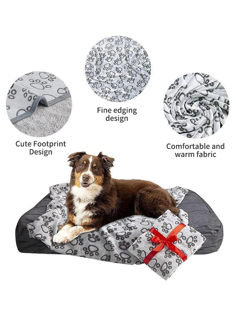 Winter Soft Dog Blanket Washable, Cat Blanket for Indoor Cats Mat Large Medium Small Dog Gifts Puppy Essentials (Grey) Bed