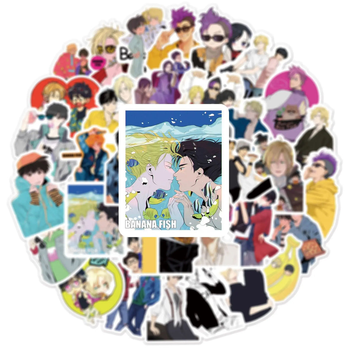 50Pcs BANANA FISH Graffiti Stickers Water Bottle Laptop Phone Bicycle Luggage Case Skateboard Children Adult Sticker