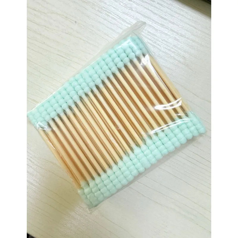 100Pcs Color Mix Double Head Bamboo Cotton Buds Adults Makeup Cotton Swab Eco Friendly Wood Sticks Nose Ears Cleaning Tools