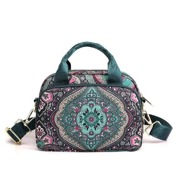 New Nylon Canvas Bag Large Bag Waterproof Shopping Bag Large Capacity Floral Shoulder Handbag Women Bag Mother Bag
