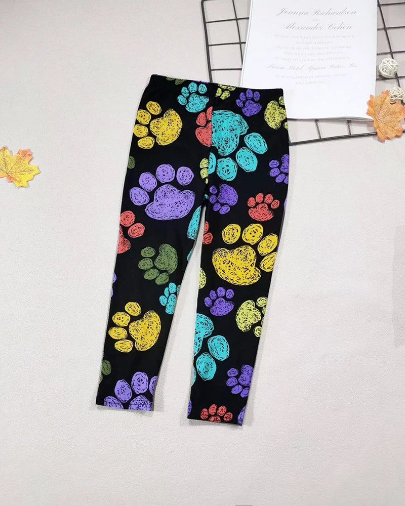 Girls' Leggings Fashion Cartoon Tight Pants Spring and Autumn Baby Girls Slim Fit Flower Leggings Summer Children's Pants