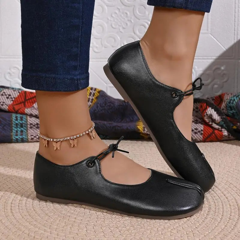 Comfort Flats Heel Silver Designer Tabi Shoes Women Summer 2026 Lightweight Lace Up Bowknot Ballet Flat Shoe Woman's Loafers