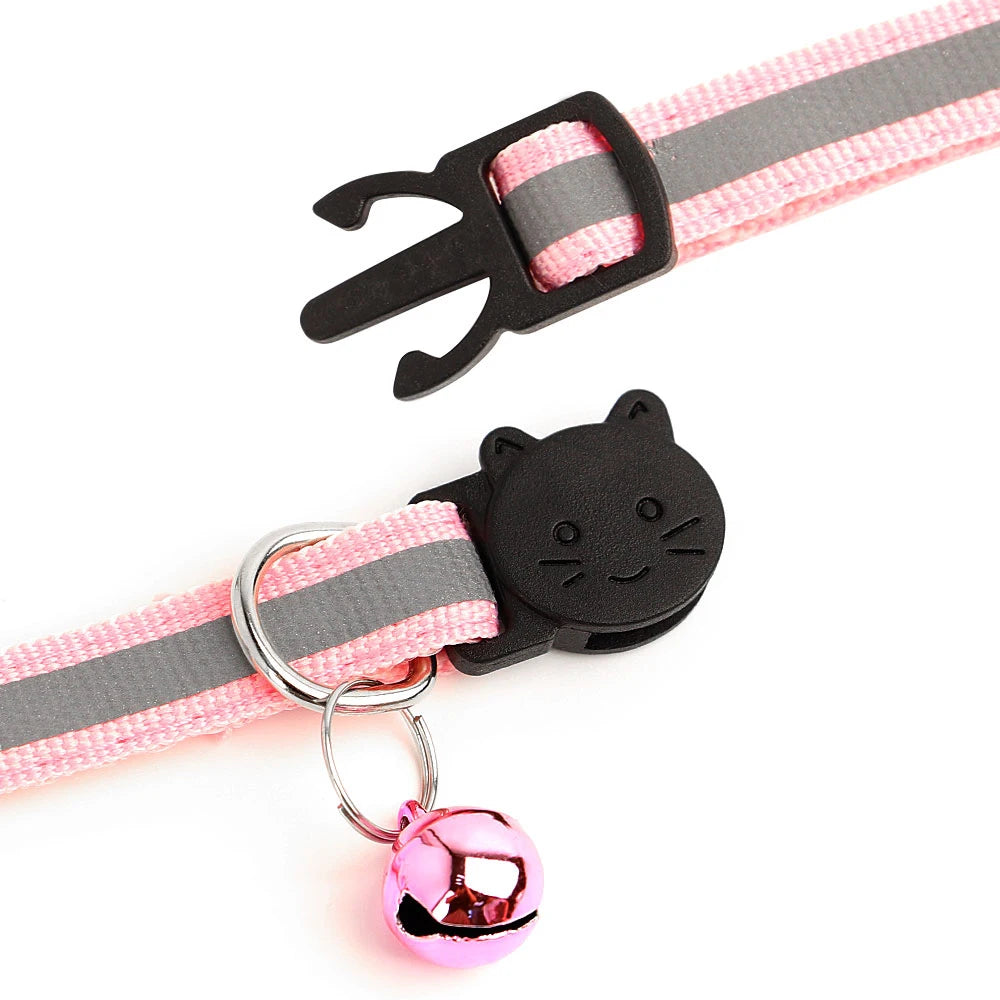 Customized Cat Collar Reflective Cat Collar Free Engraved Puppy Kitten Pet ID Nameplate Necklace With Bell Anti-lost For Cats