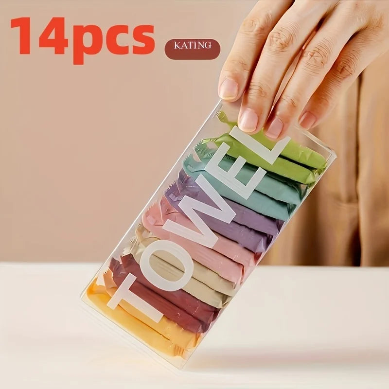 7/14pcs Compressed Towel, Disposable Travel Compressed Face Towel, Portable Thickened Cleaning Wet Wipes for Daily and Outing