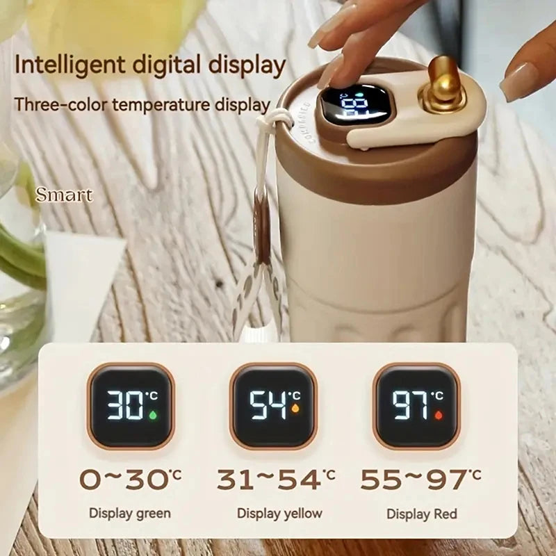 450Ml Insulated Cup 316 Stainless Steel Coffee Cup Temperature Digital Display Portable Sport Water Bottle Universal Water Cup