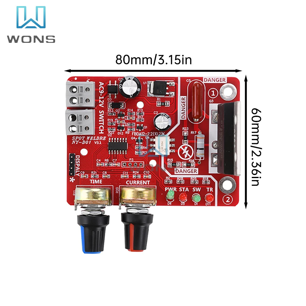 100A NY-D01 Spot Welder Control Board Kit Digital Display Spot Welding Machine Time And Current Control Module AC 110/220V