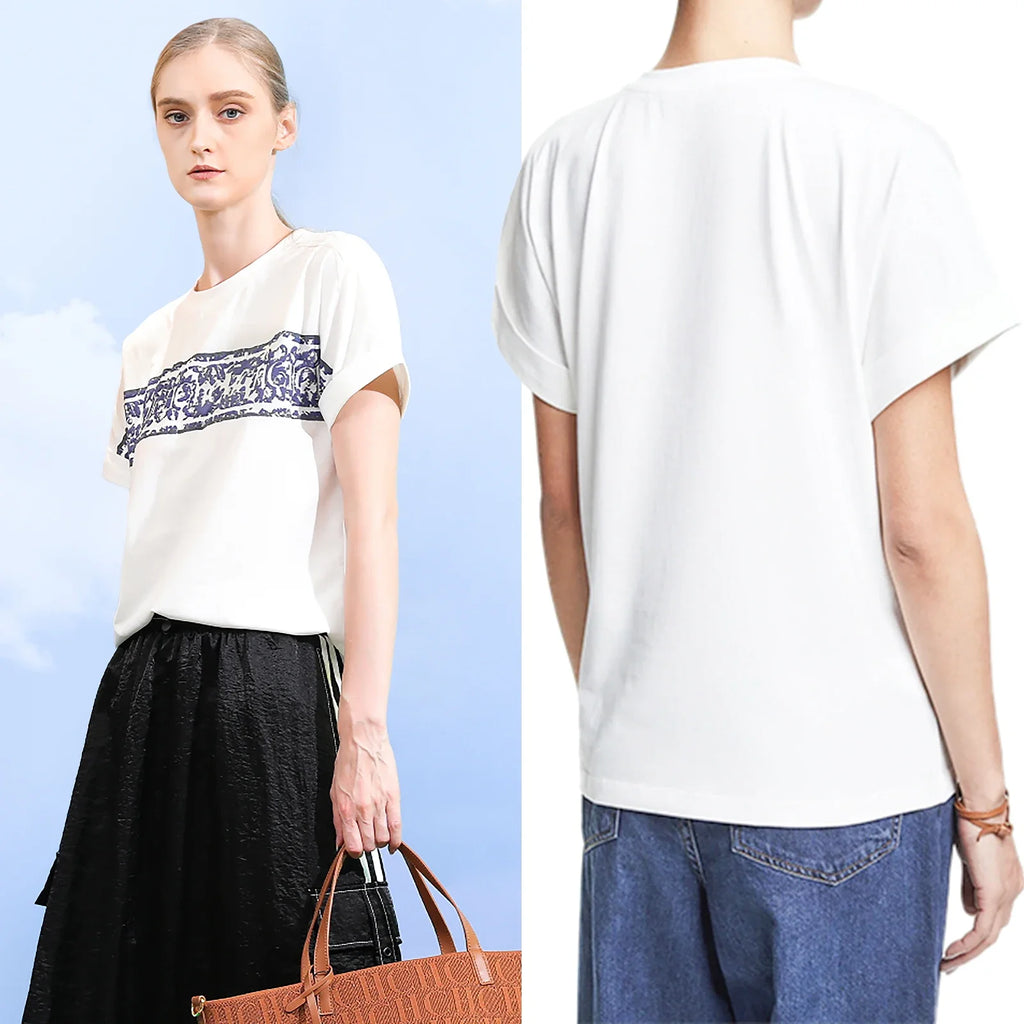 Female T-Shirts Short Sleeved Tees Casual New White Tops Women\\\'s T-Shirts Summer Vintage Fashion Ladies Cotton Tops