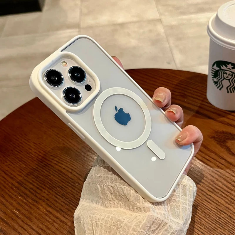 Luxury For Magsafe Transparent Phone Case For iPhone 16 15 14 17 12 13 Pro Max 16 Plus Mini Magnetic Wireless Charge Clear Cover
