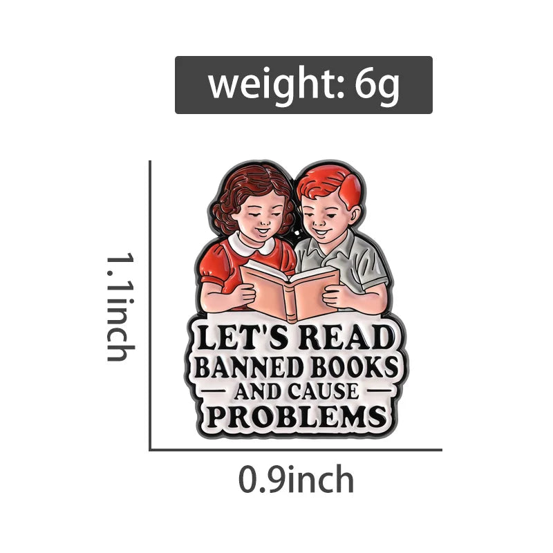 Let’s Read Banned Books Enamel Pin Banned Books Week Reader Brooch Lapel Backpack Badge Jewelry Accessories Gift for Friends