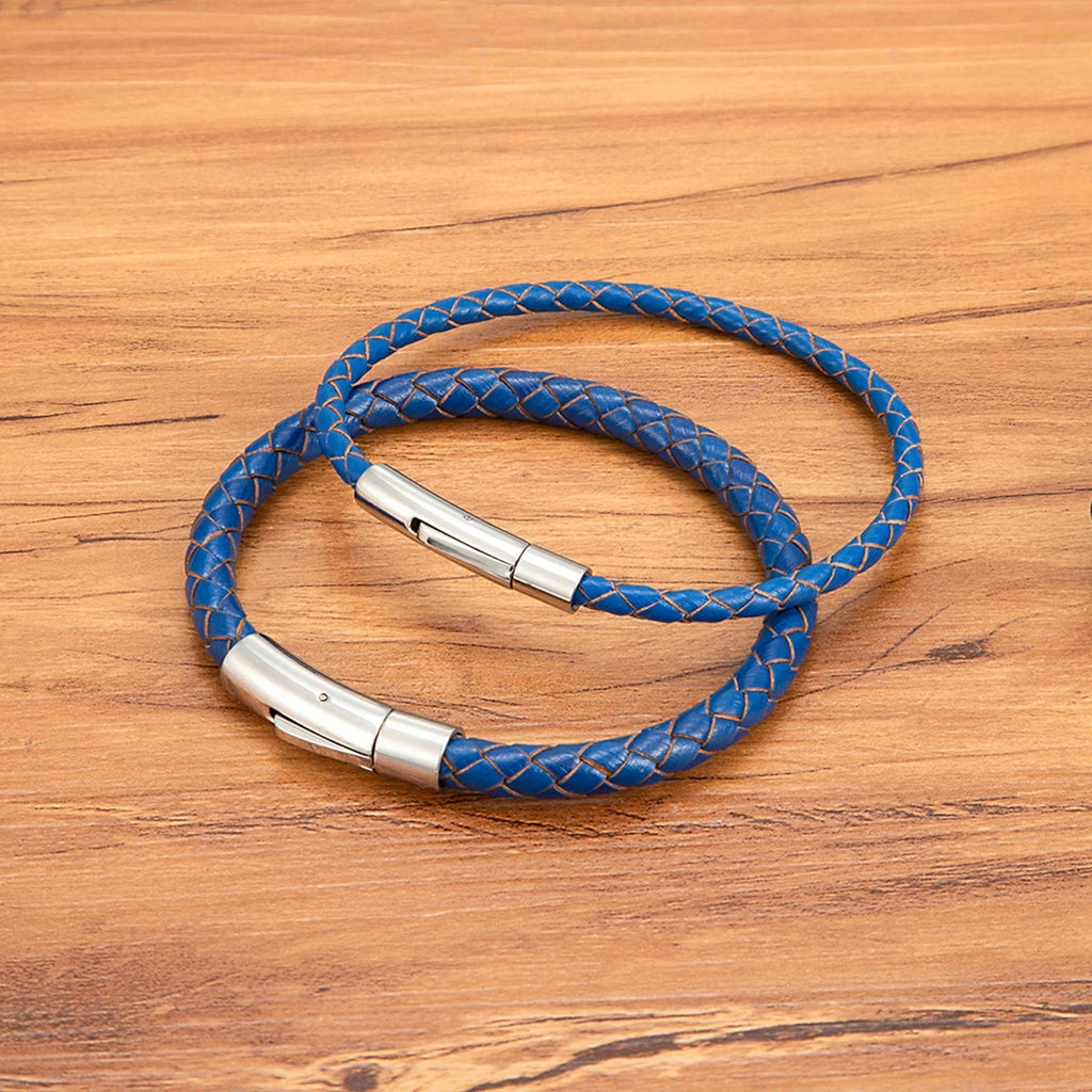 Pulseira de Pele Clássica para Homem TYO 3/4/5/6/8mm 3 Cores Bracelete Moderna com Fecho Magnético Acessórios Artesanais Personalizados Presente por Grosso