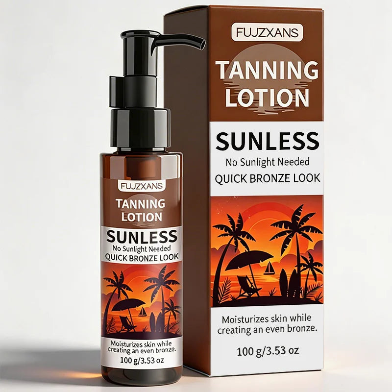 Sunless Tanning Lotion-Tanner Glow 30 Min Fast Natural Color Development Even Skin Tone No Sun Bronzed Look Self-Tanning Lotion