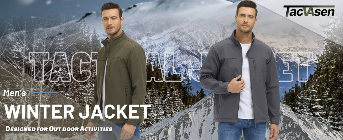 TACVASEN Blusão Impermeável para Homem Caminhada Outdoor Fecho Completo Corta-vento Forro Polar Quente Outono Inverno Trabalho Casaco Casual
