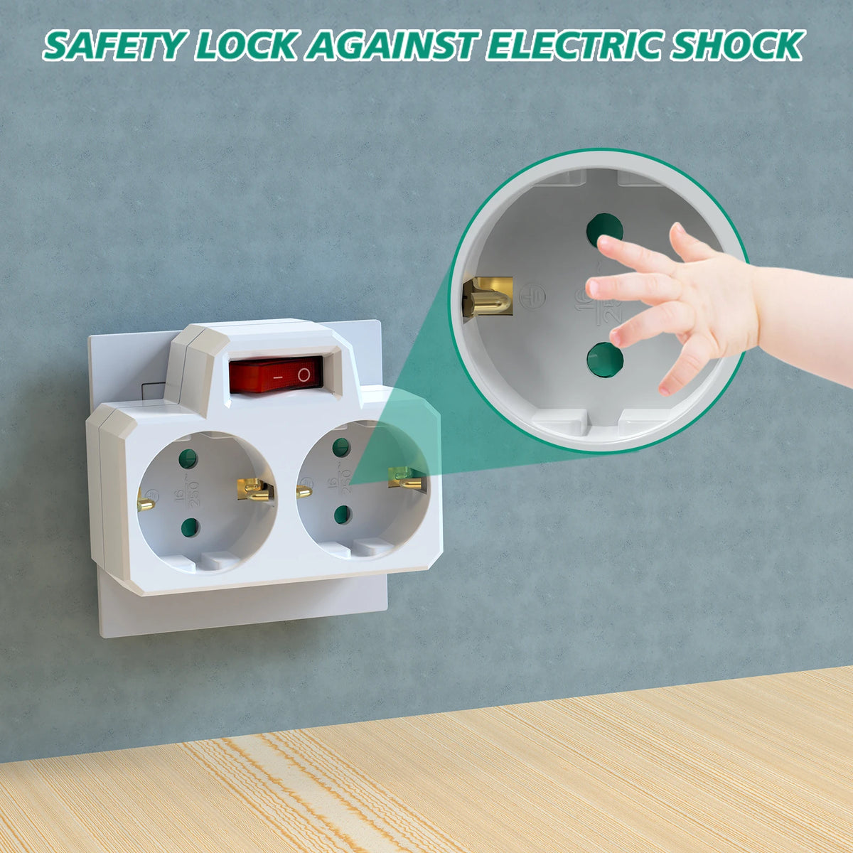 Double Plug Socket Adapter Schuko EU Conversion Plug With Switch ON/OFF German Standard Multiple Socket 3680W Extension Outlet