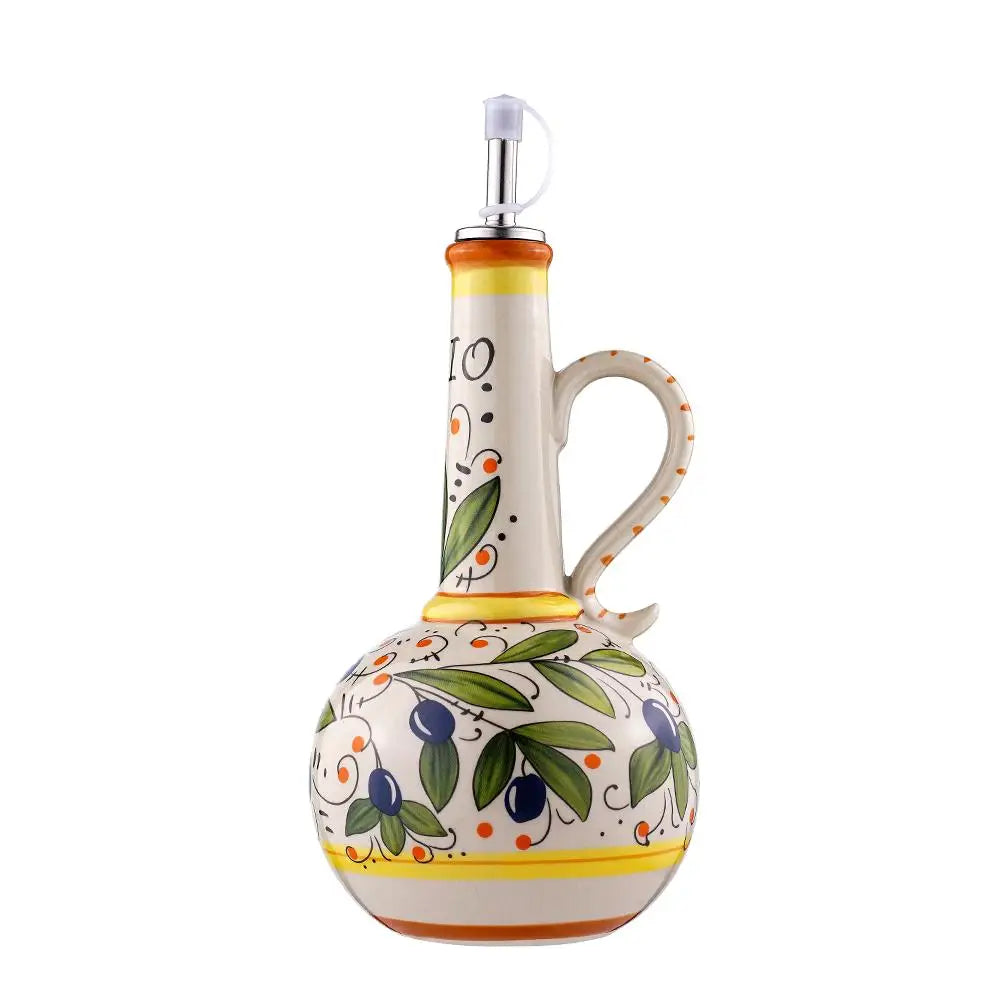 Hand-Painted Ceramic Oil Bottle Kitchen Storage Nordic Vinegar Oil Dispenser Cooking Utensil for Home Use Kitchen Seasoning Jar