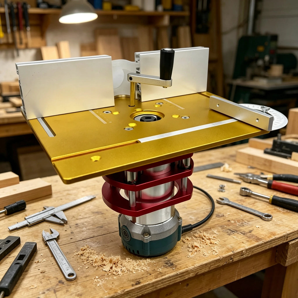 Precision Aluminum Router Lift Kit Hand Crank Router Plate Lifting System Woodworking Router Table Trimmer Engraving Machine