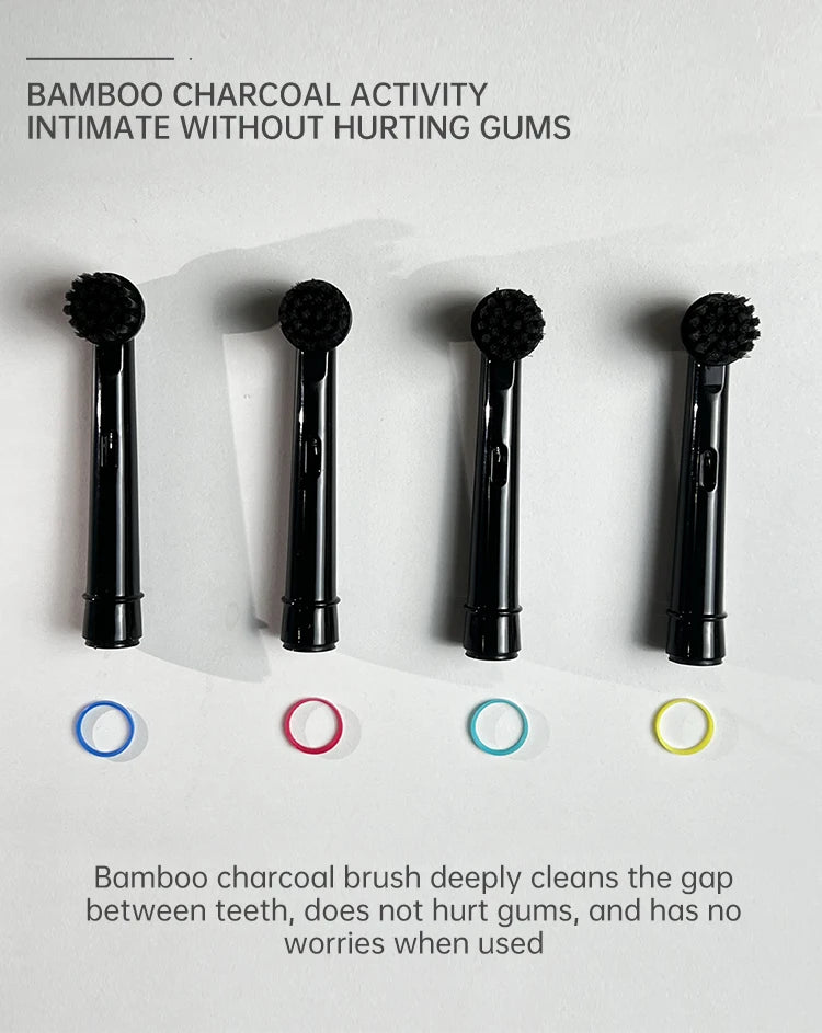 4 Pcs Bamboo Charcoal Bristle Replacement Brush Heads For Oral B Electric Toothbrush Efficient Teeth Cleaning SB-17A