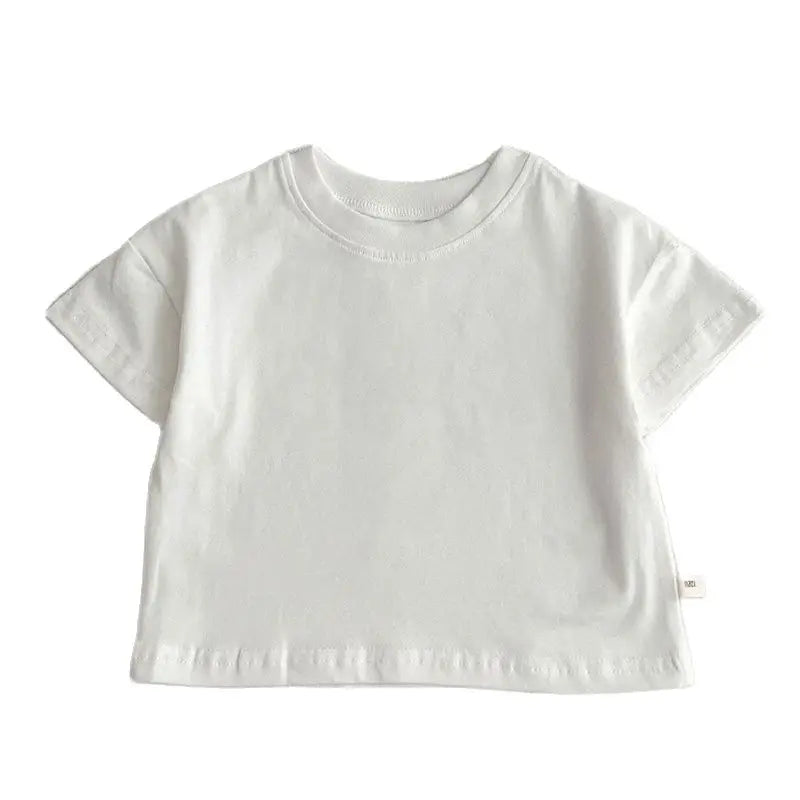 Summer Baby Boys Girls T-shirt Toddler Solid Color Top Clothes Korean Style Infant Baby Boys Girls Short Sleeves T-shirt Clothes