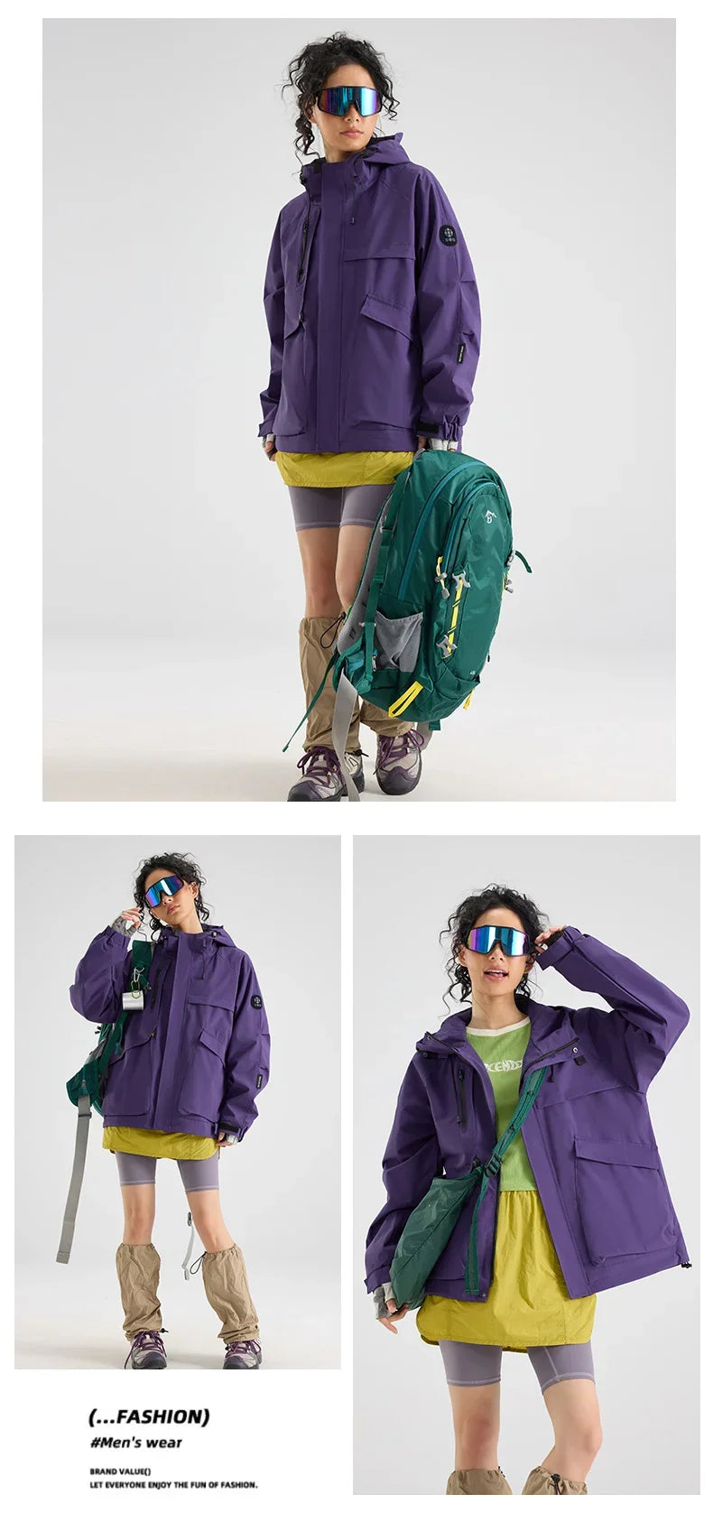 New Men's Mountaineering Jacket Windproof Waterproof Hiking Jackets for Men Fashion Hip Hop Design Casual Oversize Outdoors Coat