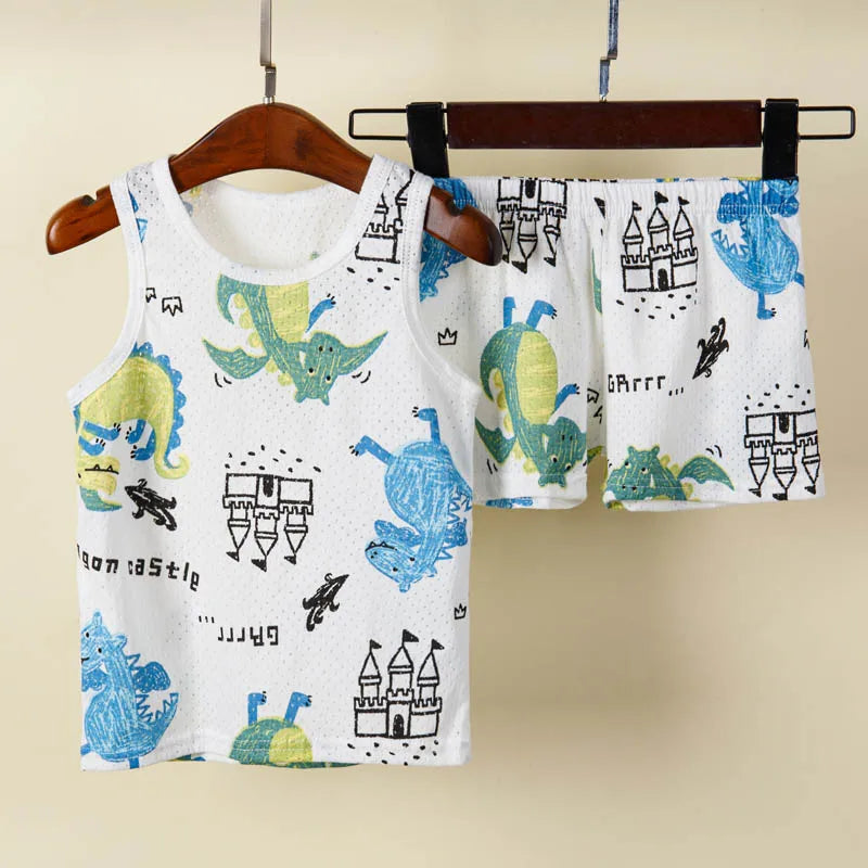 Toddler Baby Boy Pajamas Cotton Sets for Girls 0 to 1 2 3 4 5 6 7 8 9 Years Summer Children Pyjama Short Sleeveless Kids Pijamas