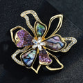 SKEDS Exquisite Classic Flower Crystal Enamel Pin Brooch For Women  Fashion Elegant Vintage Lady Drip Oil Plant Badges
