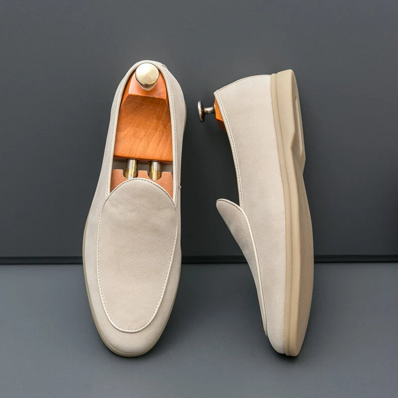 Autumn High-quality Suede Mens Loafers Simple Flat Casual Shoes Luxury Brand Nubuck Leather Outdoor Mocasin Party Wedding Shoes