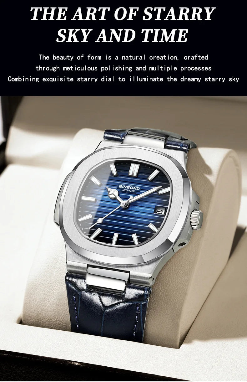 Authentic Men's Watch Waterproof Leather Strap Luminous Business Calendar Square Male Student Fashion Quartz Clock Watches Gift