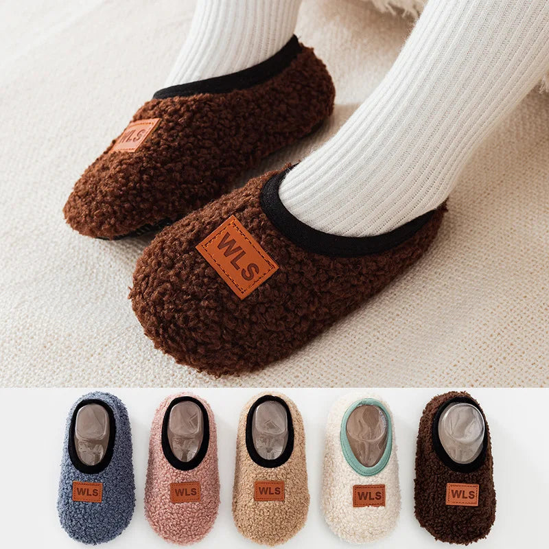 Autumn Winter Warm Baby Slippers Toddler Plush Floor Sock Shoes Boys Girls Soft Anti-slip Walking Shoes Indoor Home Kids Socks