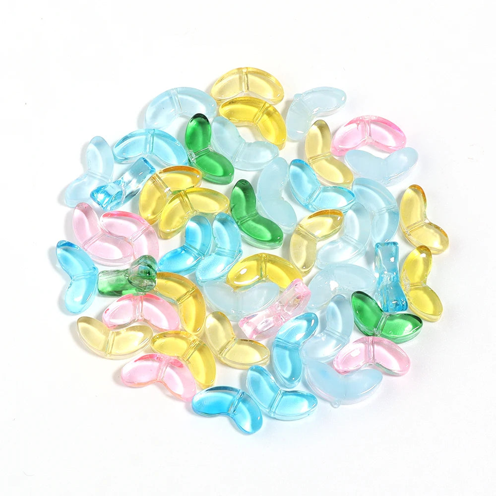 50pcs Tulip Flower Lampwork Gradient Color Glass Beads Charm for Earring Bracelet Necklace DIY Jewelry Craft Making Accessories