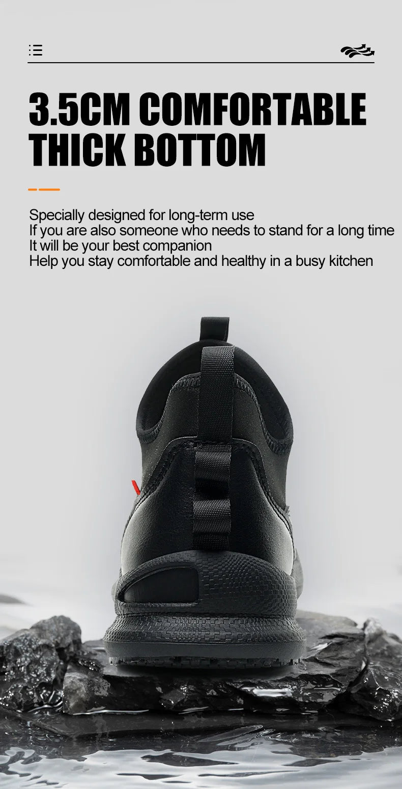 anti-skid kitchen work shoes non slip work waterproof boots lightweight Safety shoes for men chef work shoes leather sneakers