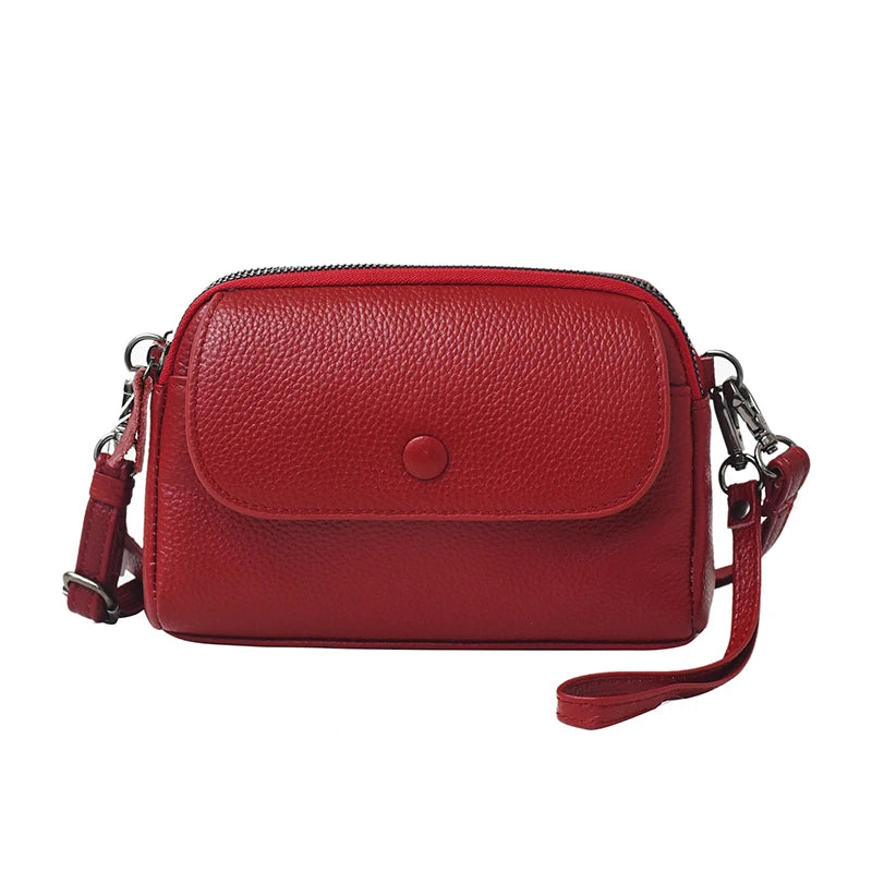 100% Genuine cowhide Women's Leather Mobile Phone Bag Crossbody Bags For Women Bag Designer Crossbody Bag Messenger Bags Sac