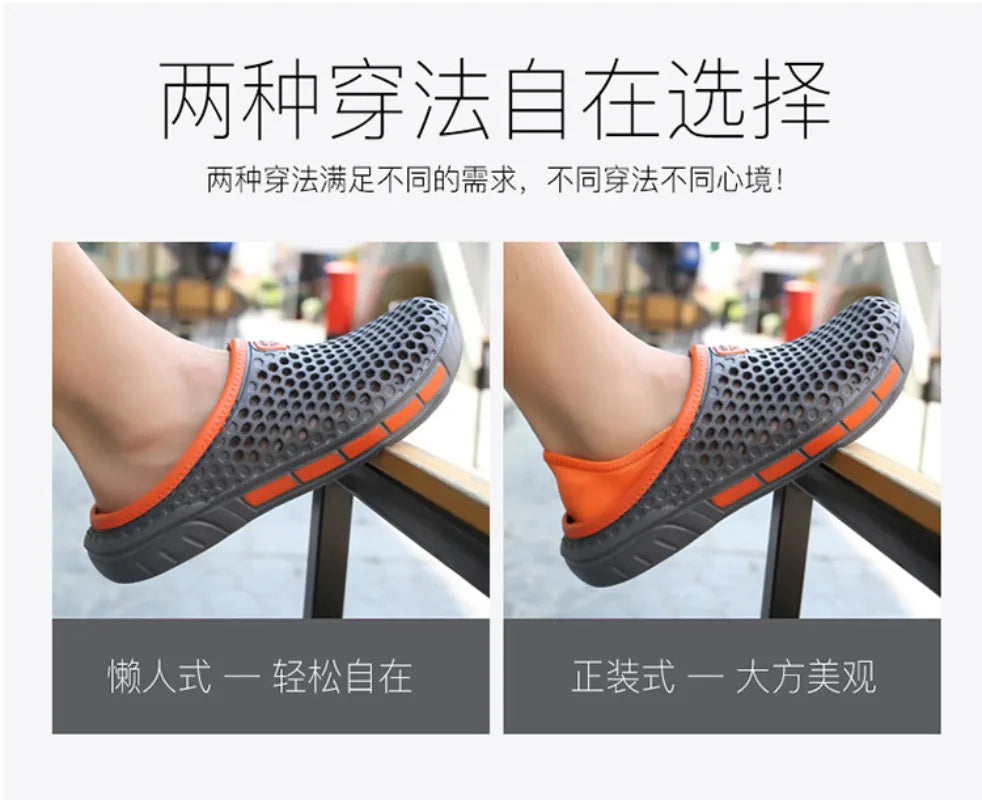 Men's and Women's Summer Sandals Clogs Casual Round Toe Slip on Outdoor Geometric Pattern Anti-slip Beach Hole Shoes Plus 46 47